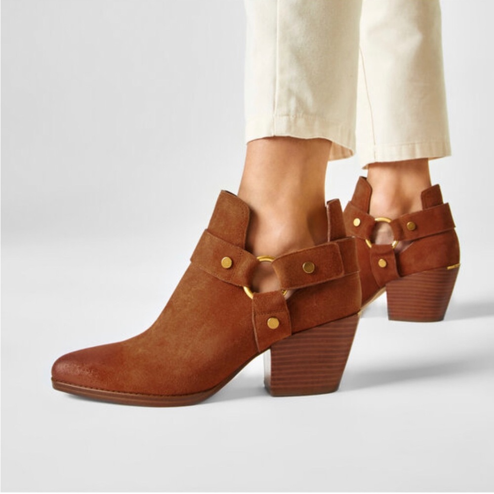 Michael Kors Tan Pamela Ankle Booties with Chunky Heel - Picture 11 of 12